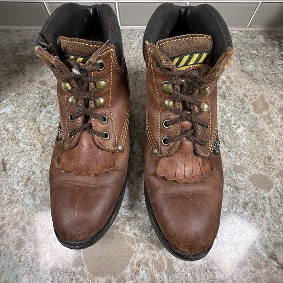 Justin Lace Up Kids Boots‎ 782Y Size 2.5D Brown Leather - Picture 3 of 14